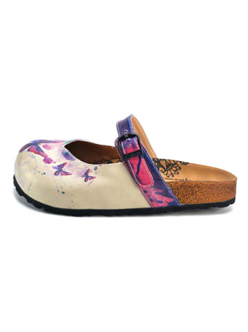 Calceo Klapki w kolorze kremowym ze wzorem