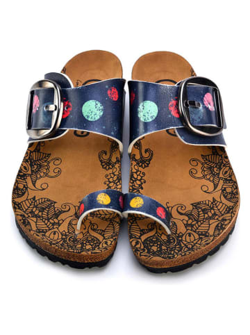 Calceo Zehentrenner in Dunkelblau/ Bunt