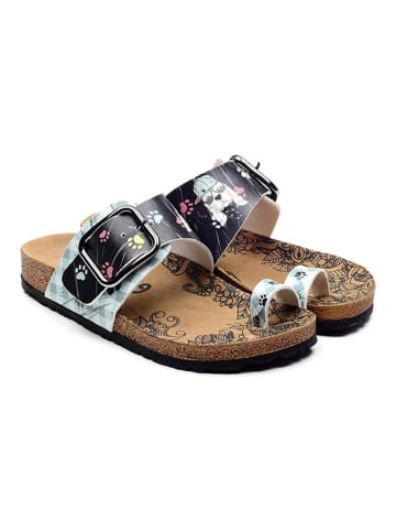 Calceo Zehentrenner in Schwarz/ Bunt