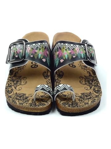 Calceo Zehentrenner in Schwarz/ Bunt