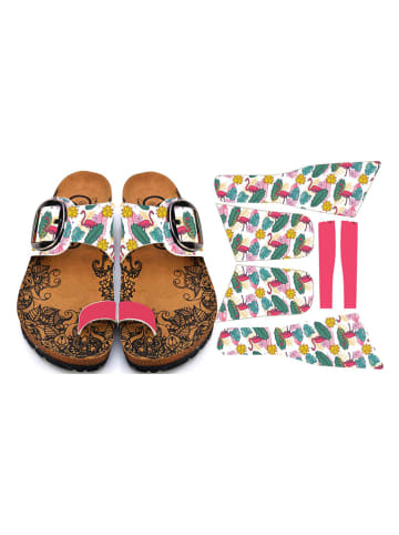 Calceo Teenslippers wit/oranje