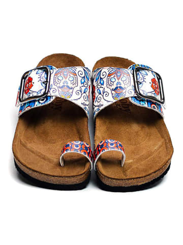 Calceo Zehentrenner in Weiß/ Blau