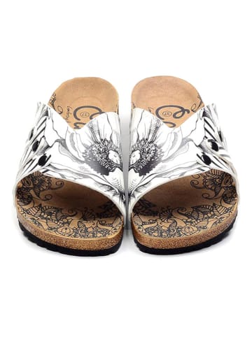 Calceo Pantoletten in Schwarz/ Weiß