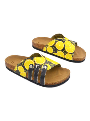 Calceo Slippers geel/zwart/meerkleurig