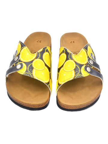 Calceo Slippers geel/zwart/meerkleurig