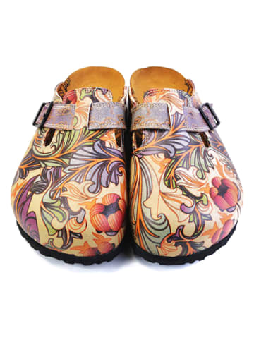 Calceo Clogs beige/paars/meerkleurig