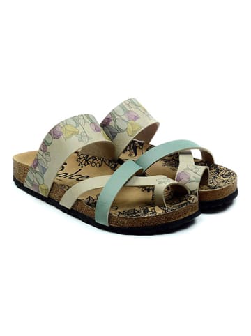 Calceo Zehentrenner in Beige/ Bunt