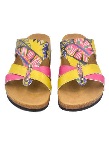 Calceo Pantoletten in Gelb/ Bunt