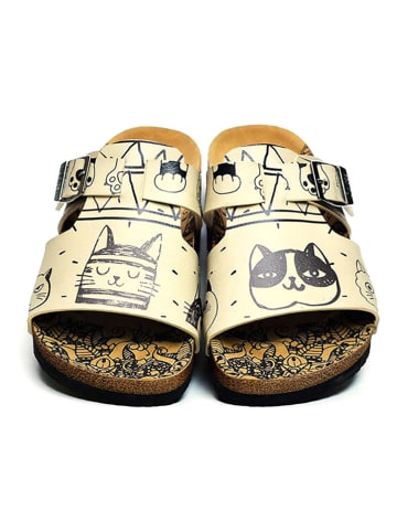 Calceo Klapki w kolorze kremowo-czarnym