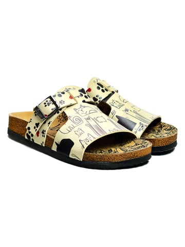 Calceo Klapki w kolorze kremowo-czarnym