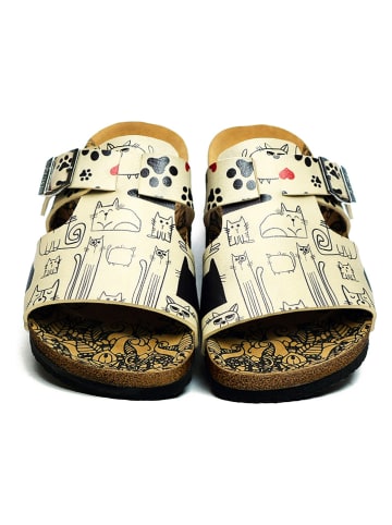 Calceo Klapki w kolorze kremowo-czarnym