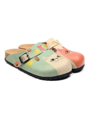 Calceo Clogs in Mint/ Beige/ Bunt