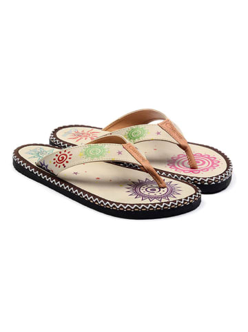 Calceo Zehentrenner in Beige/ Bunt