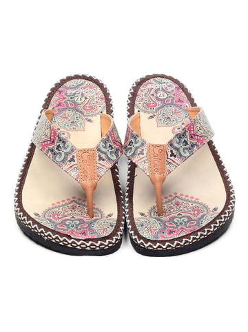 Calceo Zehentrenner in Beige/ Bunt