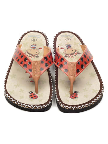 Calceo Zehentrenner in Rot/ Creme