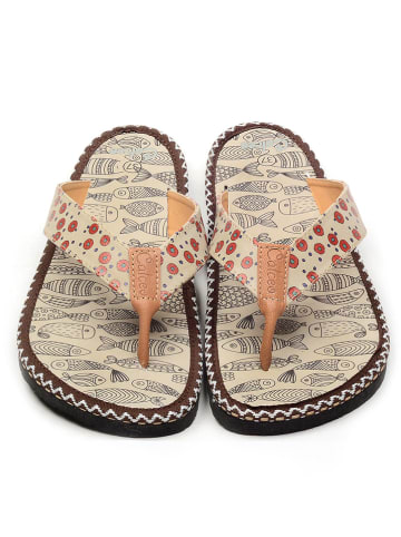 Calceo Zehentrenner in Beige/ Bunt