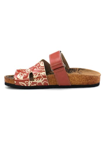 Calceo Pantoletten in Rot/ Creme