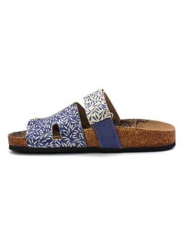 Calceo Pantoletten in Blau/ Weiß