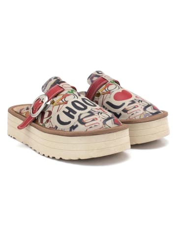 Calceo Clogs in Beige/ Rot