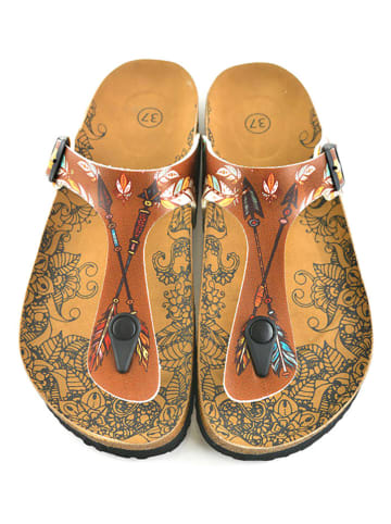 Calceo Teenslippers lichtbruin/meerkleurig