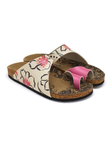 Calceo Zehentrenner in Creme/ Pink