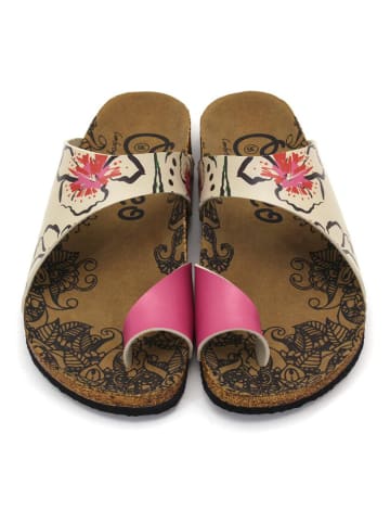 Calceo Zehentrenner in Creme/ Pink