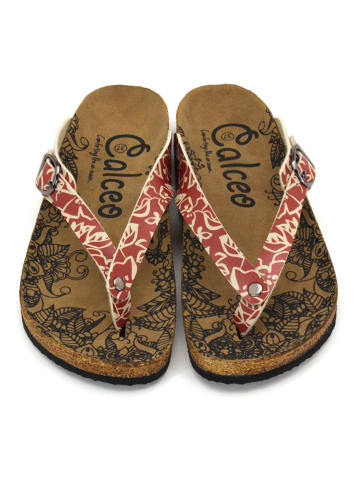 Calceo Teenslippers crème/rood