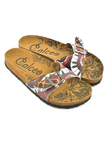 Calceo Slippers bruin/wit