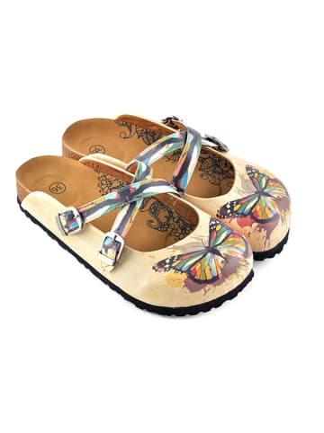 Calceo Clogs in Beige/ Bunt