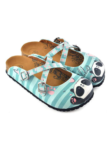 Calceo Clogs turquoise/meerkleurig