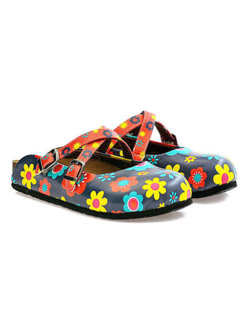 Calceo Clogs in Dunkelblau/ Bunt