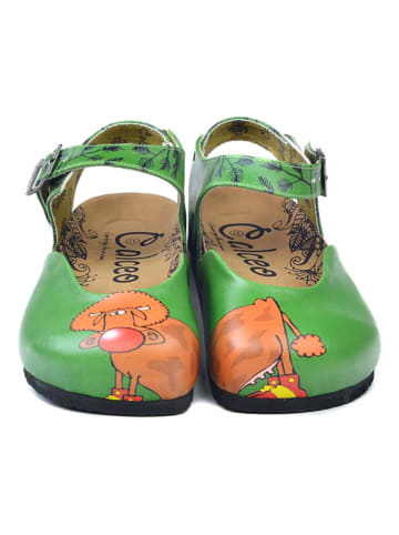 Calceo Półsandały w kolorze zielonym ze wzorem