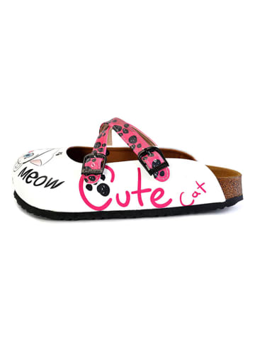 Calceo Chodaki w kolorze białym ze wzorem