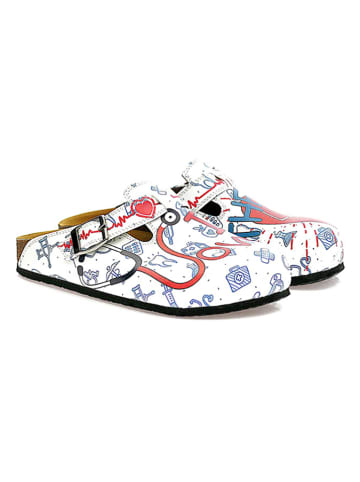 Calceo Clogs in Weiß/ Bunt