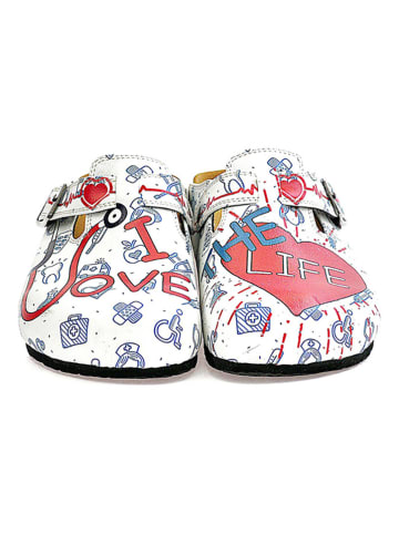 Calceo Clogs in Weiß/ Bunt