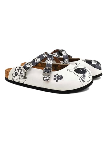 Calceo Clogs in Weiß/ Schwarz
