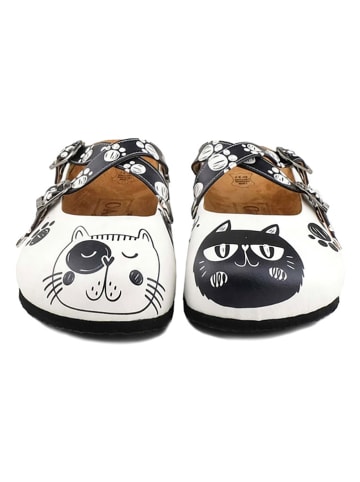 Calceo Clogs in Weiß/ Schwarz