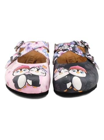 Calceo Clogs antraciet/roze/meerkleurig