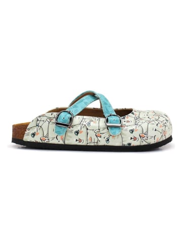 Calceo Clogs turquoise/crème
