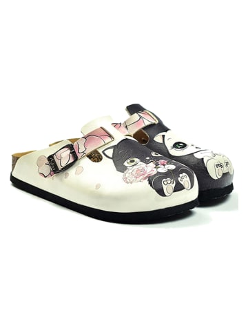 Calceo Clogs in Weiß/ Schwarz