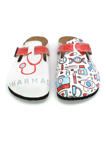 Calceo Chodaki w kolorze białym ze wzorem