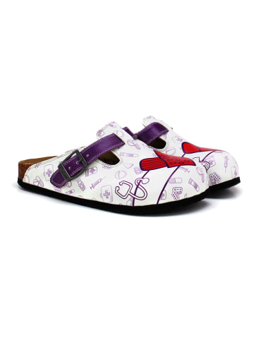 Calceo Clogs in Weiß/ Bunt