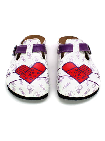 Calceo Clogs wit/meerkleurig