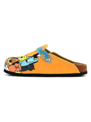 Calceo Clogs oranje/lichtblauw