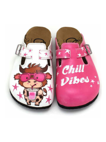 Calceo Clogs in Pink/ Weiß