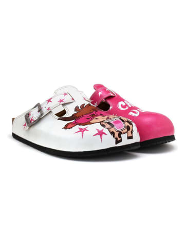 Calceo Clogs roze/wit