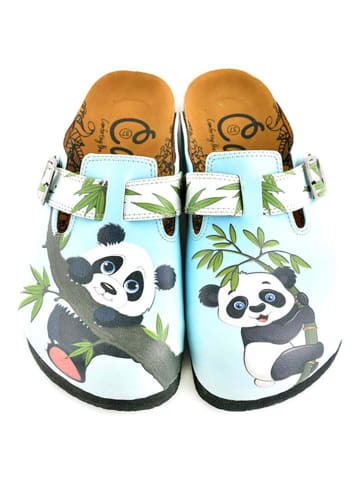 Calceo Clogs lichtblauw/meerkleurig