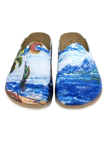 Calceo Clogs in Blau/ Bunt