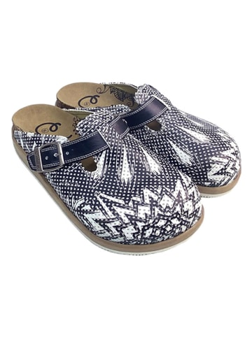 Calceo Clogs donkerblauw/wit