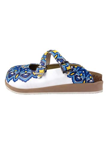 Calceo Clogs wit/blauw